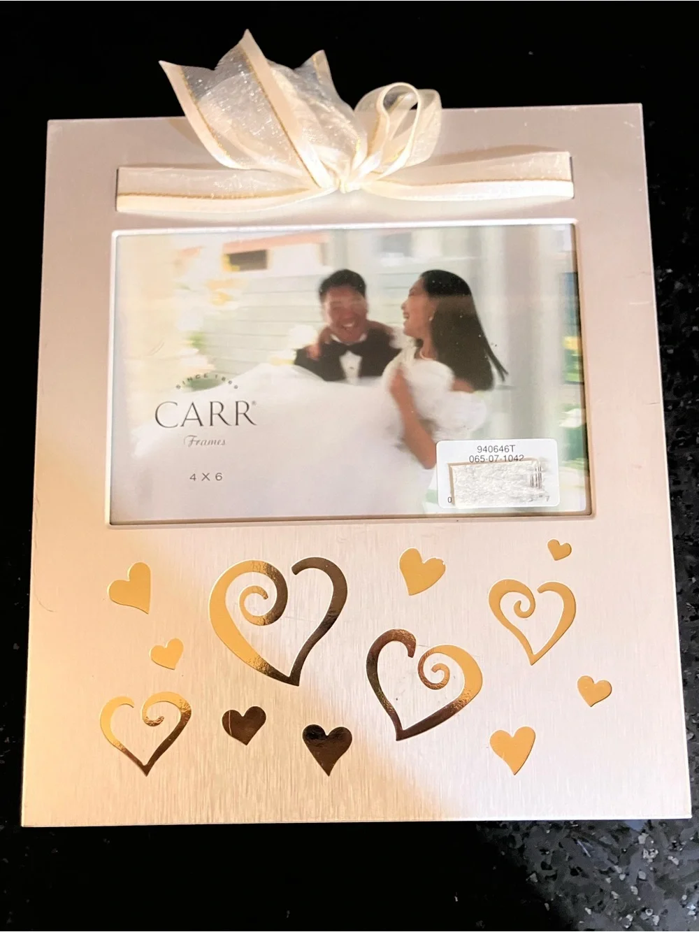 Carr Silver 4x6 Gold Cutout Hearts Picture Frame Wedding Anniversary Gift NWT